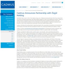 Cadmus Announces Partnership with Özgül Holding