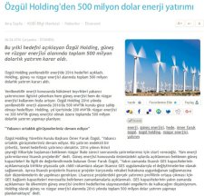 Özgül Holding'den 500 Milyon Dolar Enerji Yatırımı